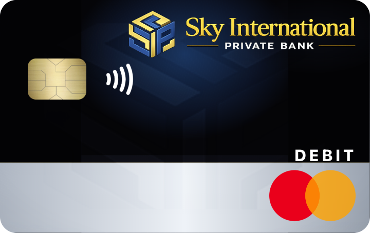 Sky Rewards Checking debit card, triptych platinum design